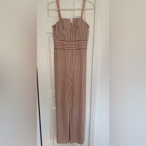 Material Girl Blush and Black Striped Wide-Leg Jumpsuit